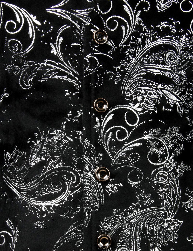 ZEROYAA Mens Hipster Silver Paisley Single Breasted Suit Dress Vest/Tuxedo Waistcoat Z49 Silver Large - Image 5
